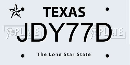 JDY77D Texas License Plate