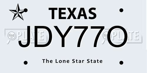 JDY77O Texas License Plate