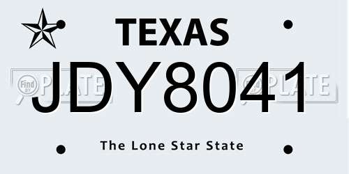 JDY8041 Texas License Plate