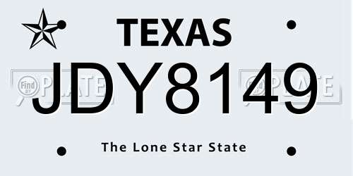 JDY8149 Texas License Plate