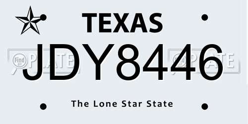 JDY8446 Texas License Plate