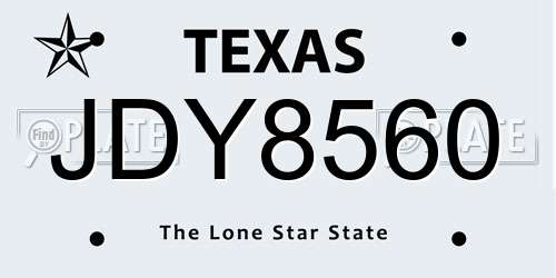 JDY8560 Texas License Plate