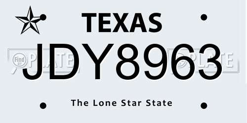 JDY8963 Texas License Plate