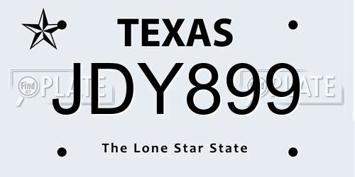 JDY899 Texas License Plate