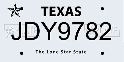 JDY9782 Texas License Plate