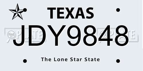 JDY9848 Texas License Plate