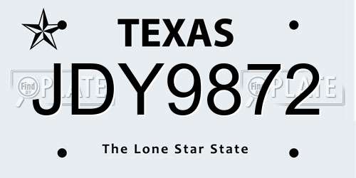 JDY9872 Texas License Plate