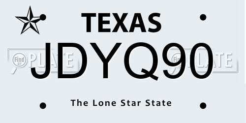 JDYQ90 Texas License Plate