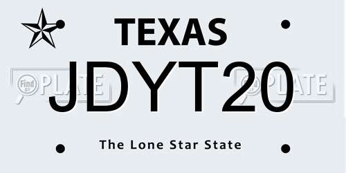JDYT20 Texas License Plate