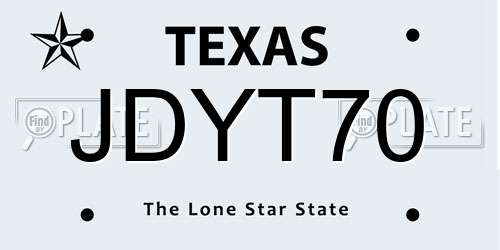 JDYT70 Texas License Plate