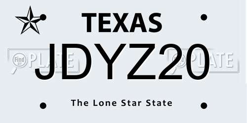 JDYZ20 Texas License Plate