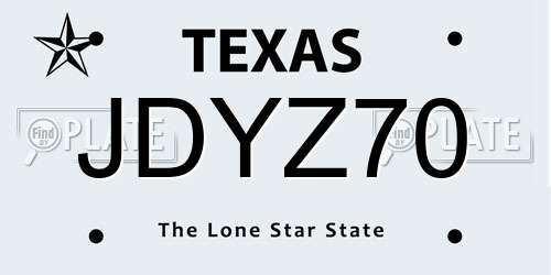 JDYZ70 Texas License Plate