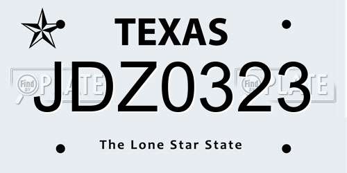 JDZ0323 Texas License Plate