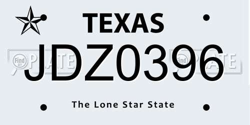 JDZ0396 Texas License Plate