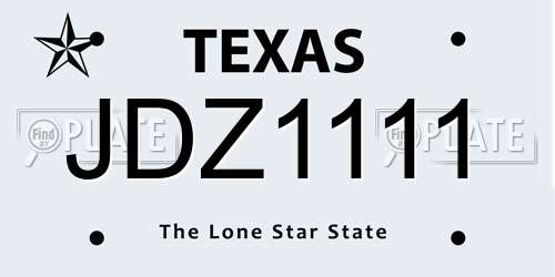 JDZ1111 Texas License Plate