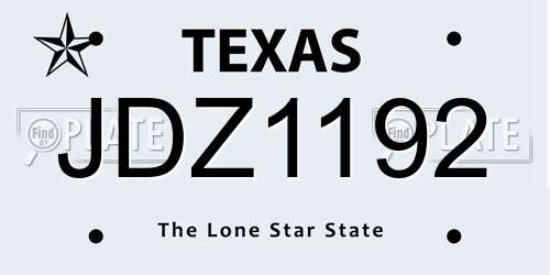 JDZ1192 Texas License Plate