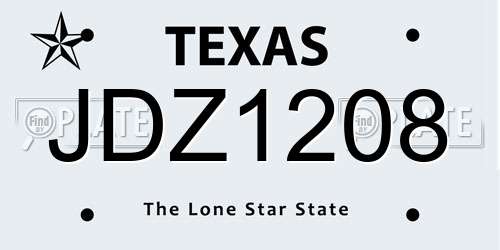 JDZ1208 Texas License Plate