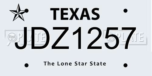 JDZ1257 Texas License Plate
