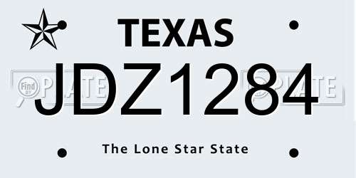 JDZ1284 Texas License Plate