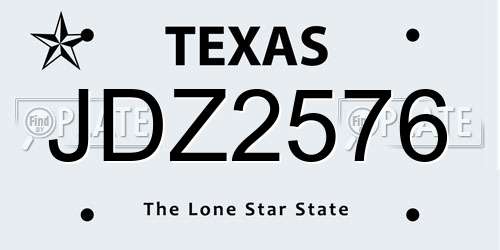 JDZ2576 Texas License Plate