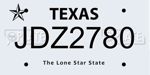 JDZ2780 Texas License Plate