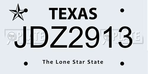 JDZ2913 Texas License Plate