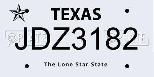 JDZ3182 Texas License Plate