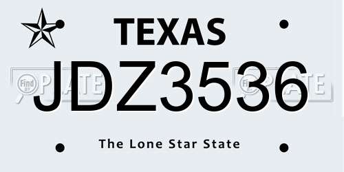 JDZ3536 Texas License Plate