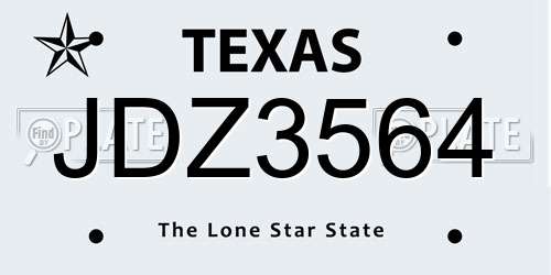 JDZ3564 Texas License Plate