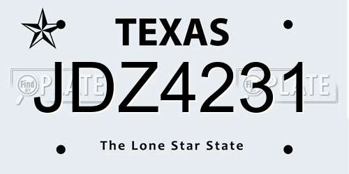 JDZ4231 Texas License Plate