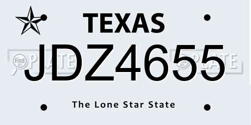 JDZ4655 Texas License Plate