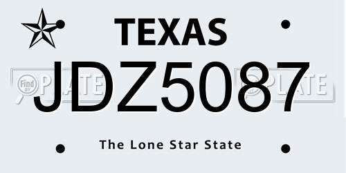 JDZ5087 Texas License Plate