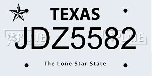 JDZ5582 Texas License Plate