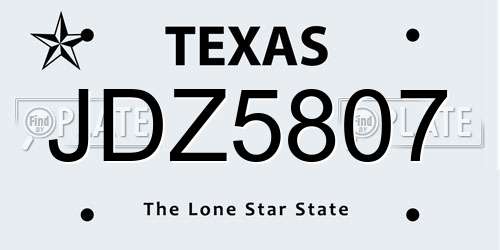 JDZ5807 Texas License Plate