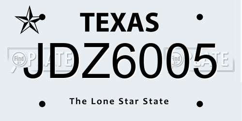 JDZ6005 Texas License Plate