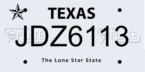 JDZ6113 Texas License Plate