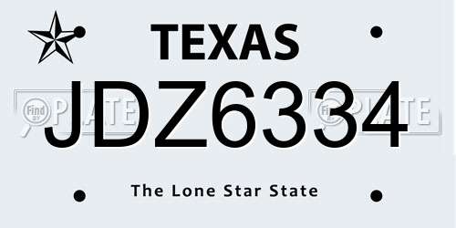 JDZ6334 Texas License Plate