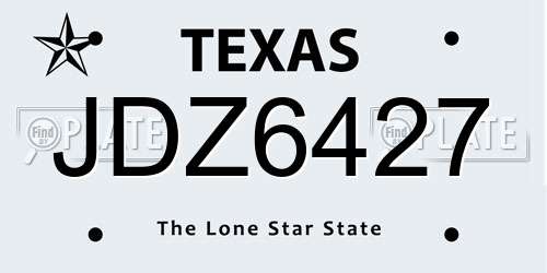 JDZ6427 Texas License Plate