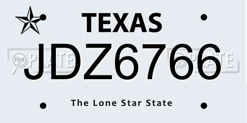 JDZ6766 Texas License Plate