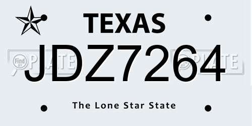 JDZ7264 Texas License Plate