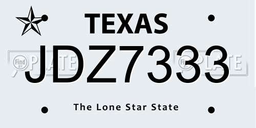 JDZ7333 Texas License Plate