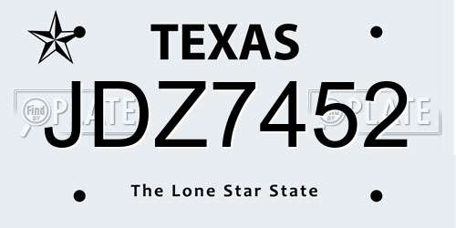 JDZ7452 Texas License Plate