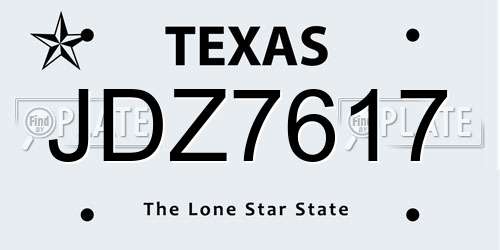 JDZ7617 Texas License Plate