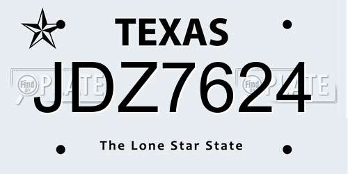 JDZ7624 Texas License Plate