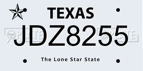 JDZ8255 Texas License Plate