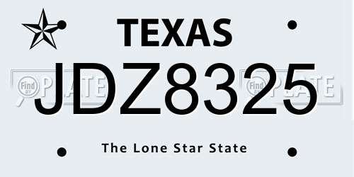 JDZ8325 Texas License Plate