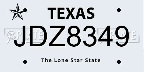 JDZ8349 Texas License Plate