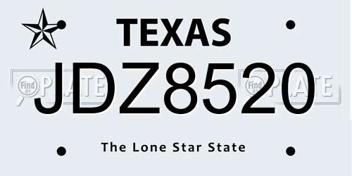 JDZ8520 Texas License Plate