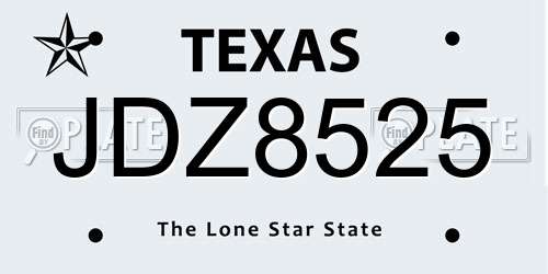 JDZ8525 Texas License Plate