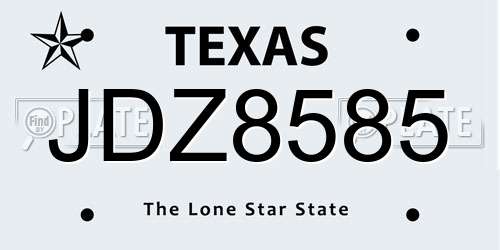 JDZ8585 Texas License Plate